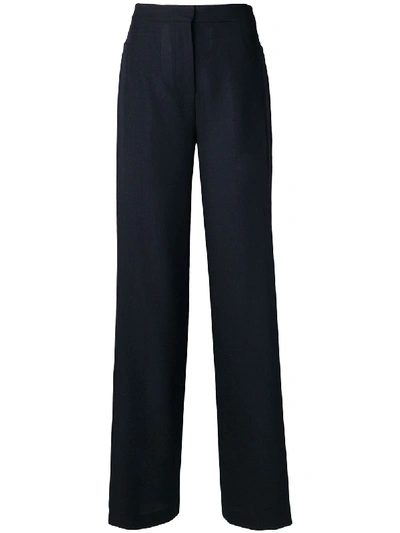Shop Jacquemus High-rise Wool Trousers In Blue