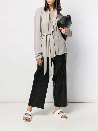 Shop Rick Owens Wrap Long Sleeves Top In Grey