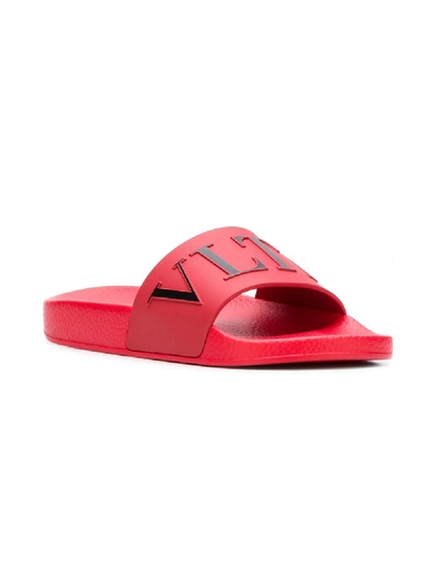Shop Valentino Vltn Slides In Red