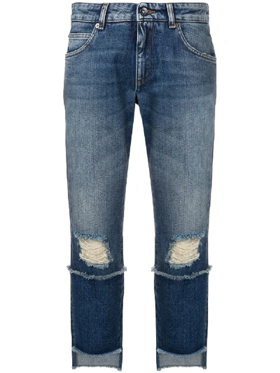 Shop Dolce & Gabbana Ripped Denim Jeans In Blue
