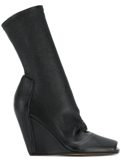 Shop Rick Owens Sock Wedge Ankle Boots In Black
