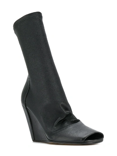 Shop Rick Owens Sock Wedge Ankle Boots In Black