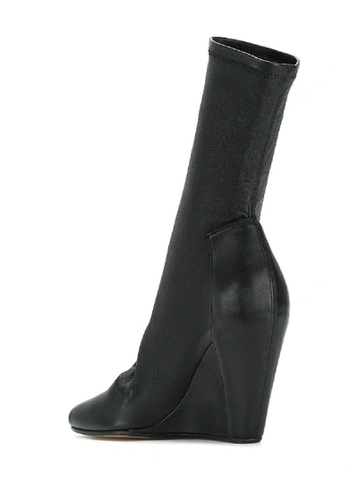 Shop Rick Owens Sock Wedge Ankle Boots In Black