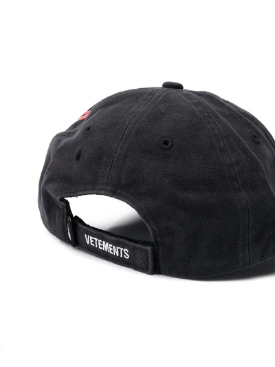 Shop Vetements Fire Cotton Cap In Black