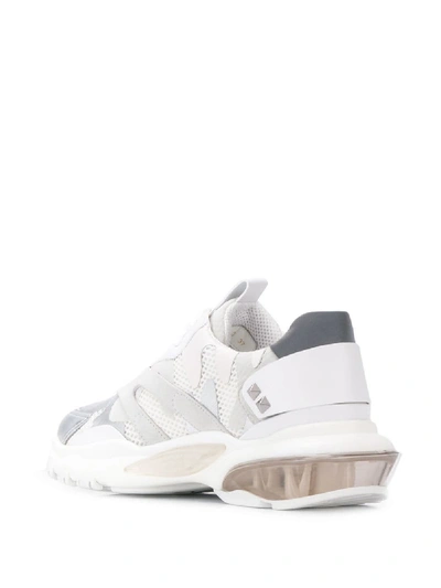 Shop Valentino Bounce Leather Sneakers In White