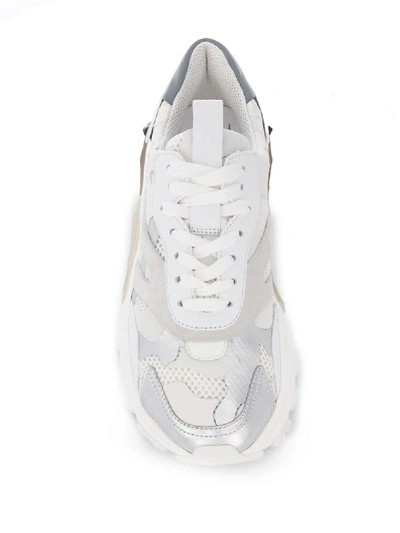 Shop Valentino Bounce Leather Sneakers In White