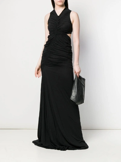 Shop Rick Owens Long Wrapped Dress In Black