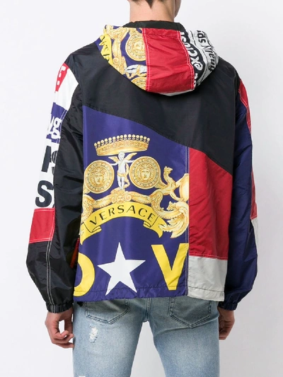 Shop Versace Printed Hooded Winter Jacket In Multicolor