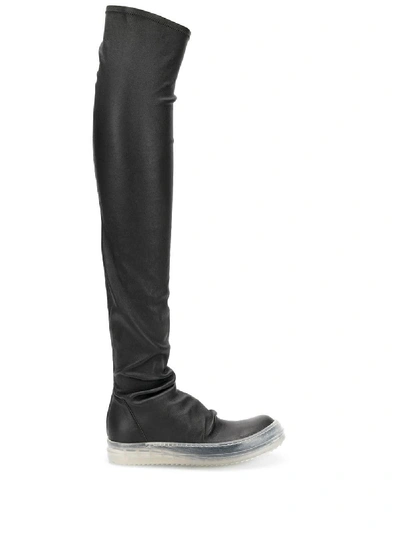 Shop Rick Owens Over The Knee Stocking Sneaker Boots In Black
