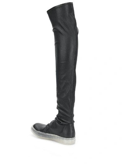 Shop Rick Owens Over The Knee Stocking Sneaker Boots In Black