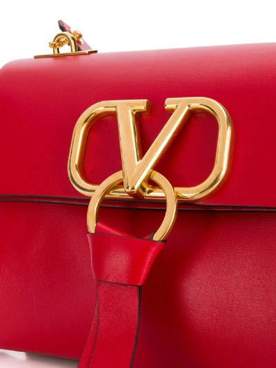 Shop Valentino Vee Ring Small Leather Shoulder Bag In Red