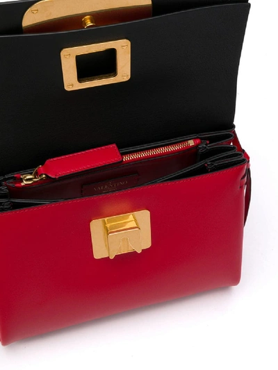 Shop Valentino Vee Ring Small Leather Shoulder Bag In Red