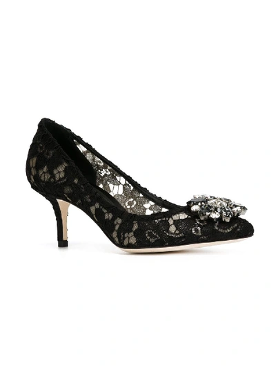 Dolce & Gabbana Woman Pumps Midnight Blue Size 4 Viscose, Cotton, Polyamide, Silk In Blue