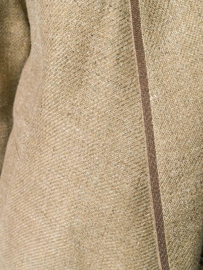 Shop Brunello Cucinelli Linen Belted Jacket In Brown