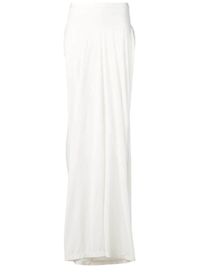 Shop Rick Owens Long Skirt With Side Gaps In White