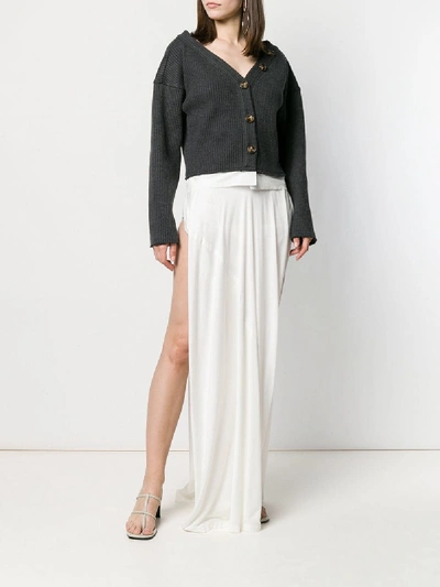 Shop Rick Owens Long Skirt With Side Gaps In White