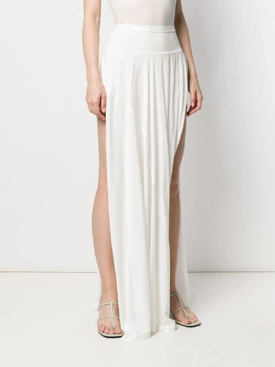Shop Rick Owens Long Skirt With Side Gaps In White