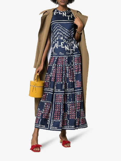 Shop Valentino Printed Long Dress In Blue