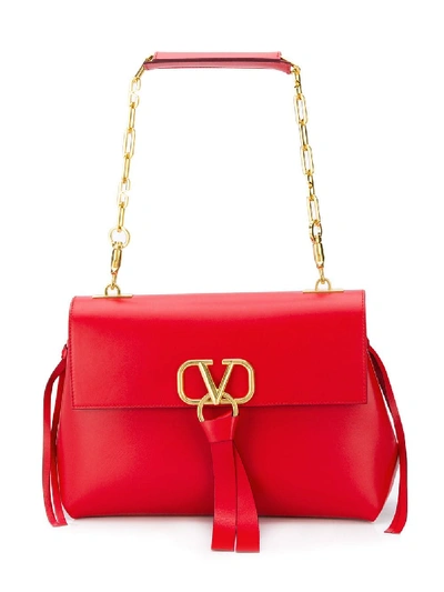 Shop Valentino Vring Leather Chain Bag In Red