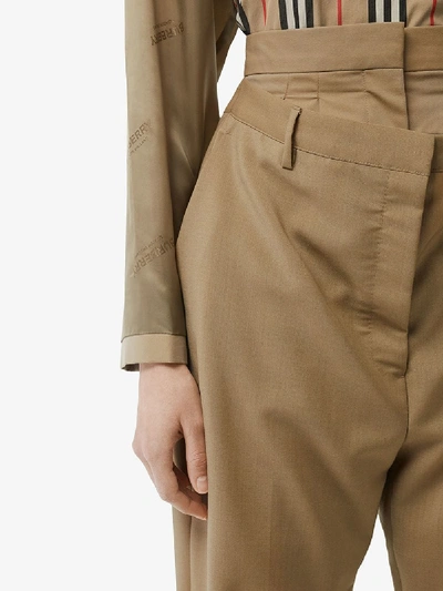 Shop Burberry Double Waist Trousers In Beige