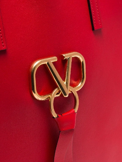 Shop Valentino Vring Leather Tote Bag In Red