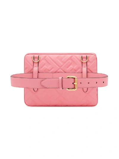 Shop Fendi Upside Down Leather Shoulder Bag In Pink