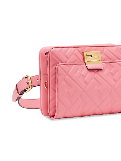 Shop Fendi Upside Down Leather Shoulder Bag In Pink