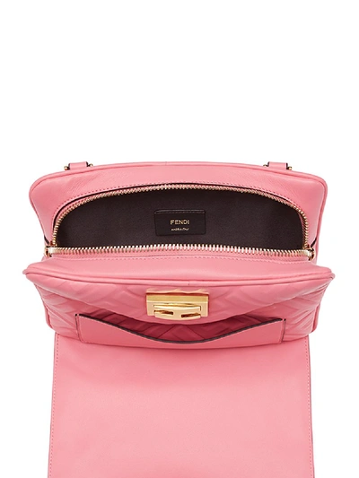 Shop Fendi Upside Down Leather Shoulder Bag In Pink