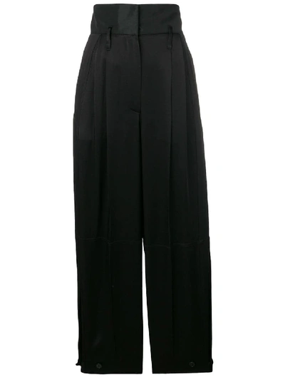 Shop Givenchy High-waisted Satin Trousers In Black