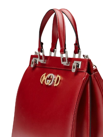 Shop Gucci Zumi Large Leather Handbag In Red