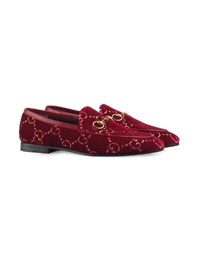 Shop Gucci Velvet Jordaan Loafers In Red