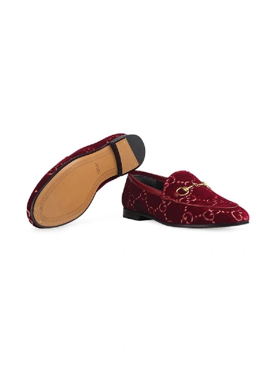 Shop Gucci Velvet Jordaan Loafers In Red