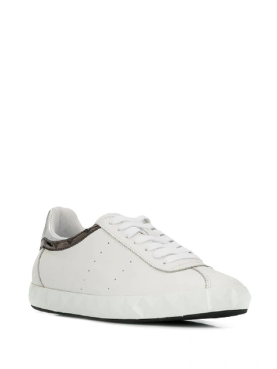 Shop Emporio Armani Leather Sneakers In White