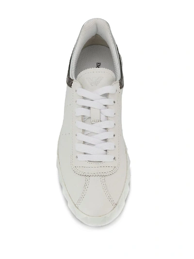 Shop Emporio Armani Leather Sneakers In White