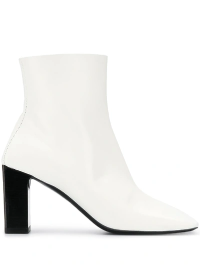 Shop Balenciaga Leather Heel Boots In White