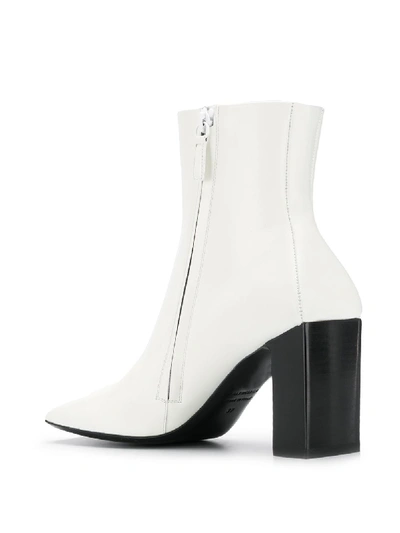 Shop Balenciaga Leather Heel Boots In White