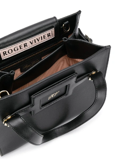 Shop Roger Vivier Small Leather Shopping Bag In Black