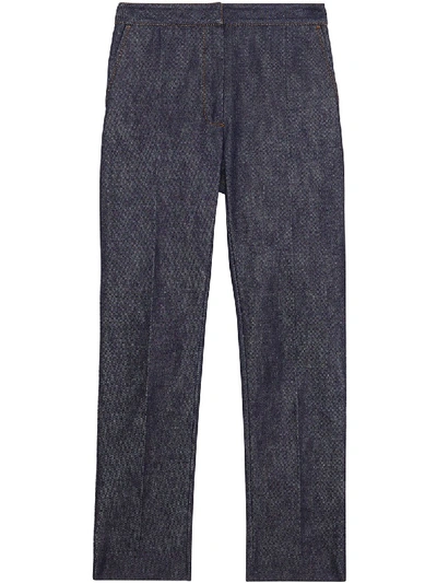Shop Burberry Japanese Cotton Jeans With Tb Logo In Blue