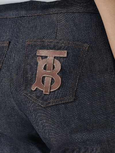 Shop Burberry Japanese Cotton Jeans With Tb Logo In Blue