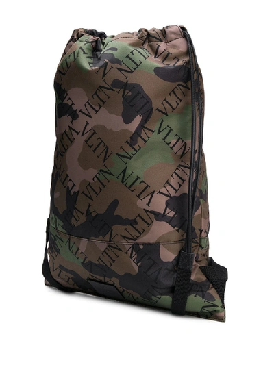 Shop Valentino Camouflage Backpack In Green