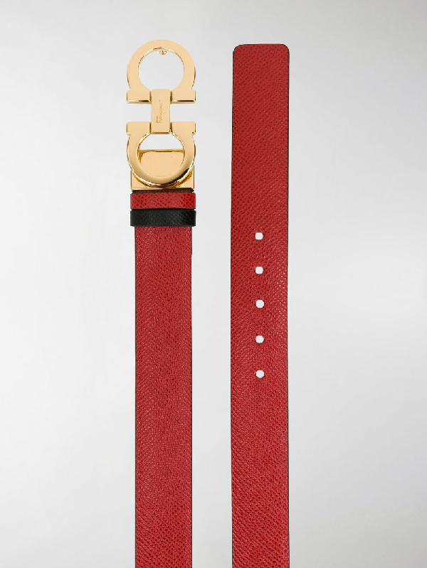 Salvatore Ferragamo Gancini-buckle Reversible Leather Belt In Red ...
