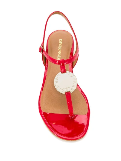 Shop Emporio Armani Logo Charm Sandals In Red