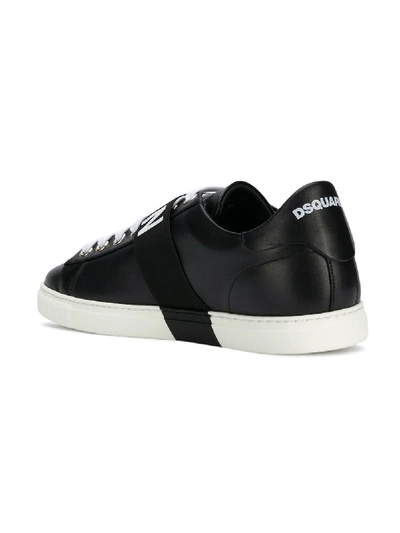 Shop Dsquared2 Icon Print Leather Sneakers In Black