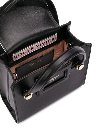 Shop Roger Vivier Mini Leather Shopping Bag In Black