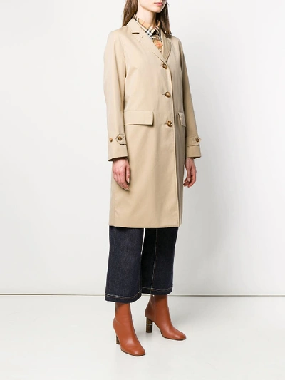 Shop Burberry Farringdon Cotton Coat In Beige