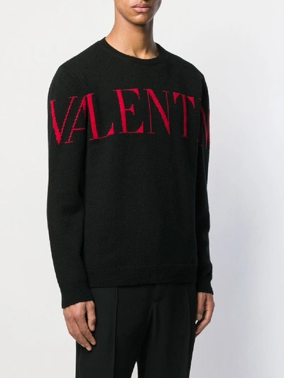 Shop Valentino Logo Print Sweater In Black
