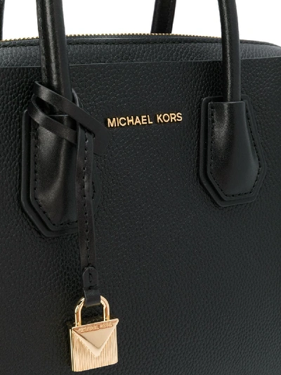 Shop Michael Michael Kors Mercer Belted Small Leather Bag In Black