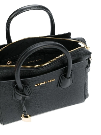 Shop Michael Michael Kors Mercer Belted Small Leather Bag In Black