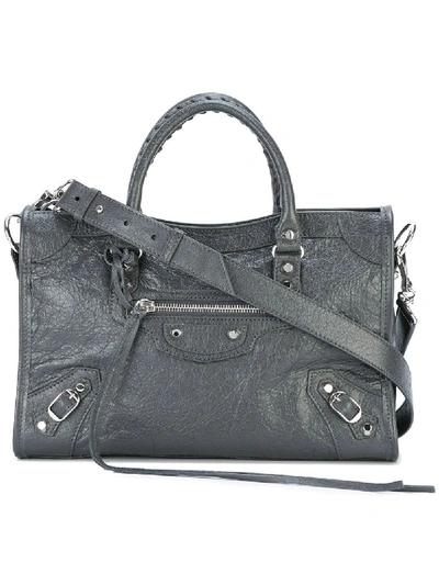 Shop Balenciaga City Classic Small Leather Shoulder Bag In Grey