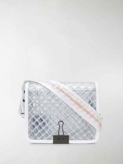 Shop Off-white Logo Strap Flap Bag In White